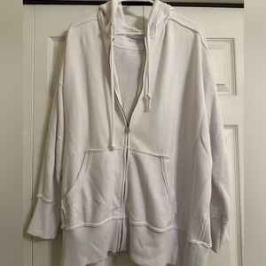 Aerie oversized full zip with hood (distressed) L
